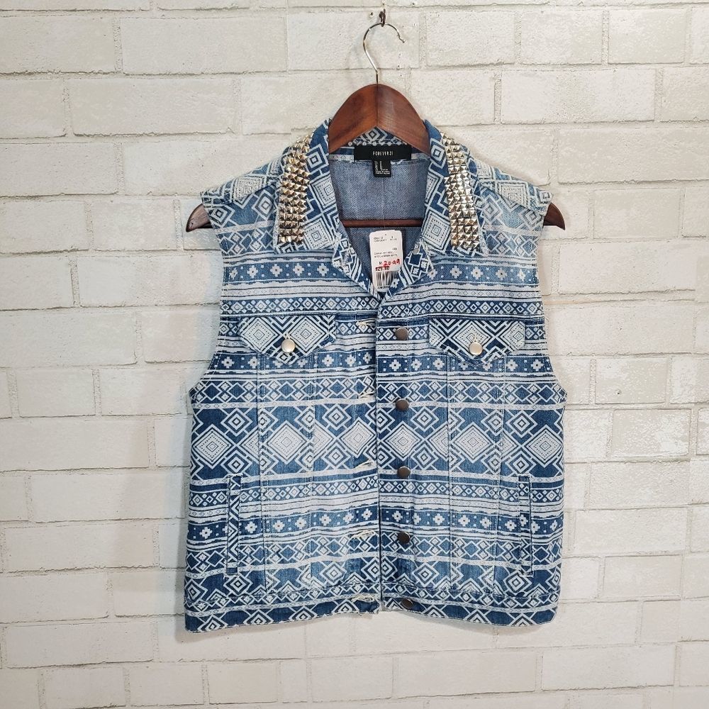 NWT Forever 21 studded jean vest